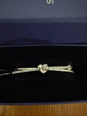 Swarovski Silver Heart Bangle Bracelet - Elegant Women's Jewelry